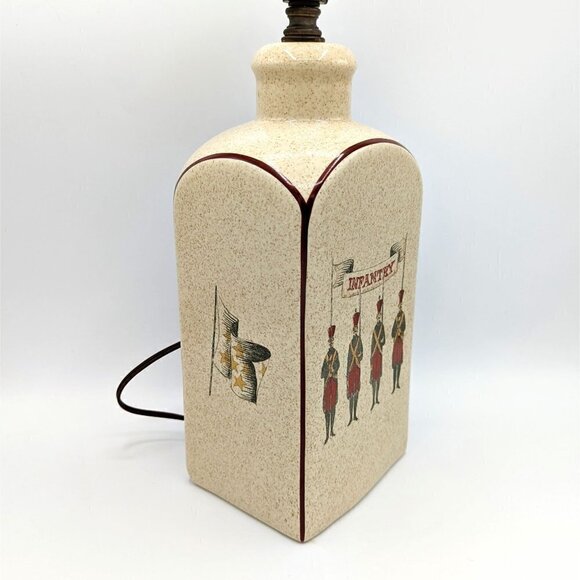 Rare 1950s 10th Dragoons Infantry Table Lamp Ceramic Stoneware Military Army - Picture 2 of 8
